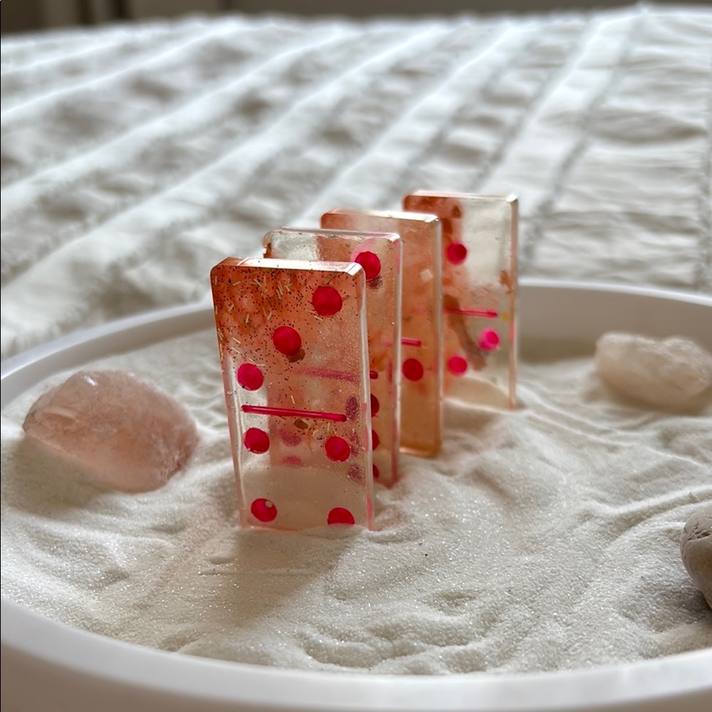 Pink and Clear Resin Domino Set